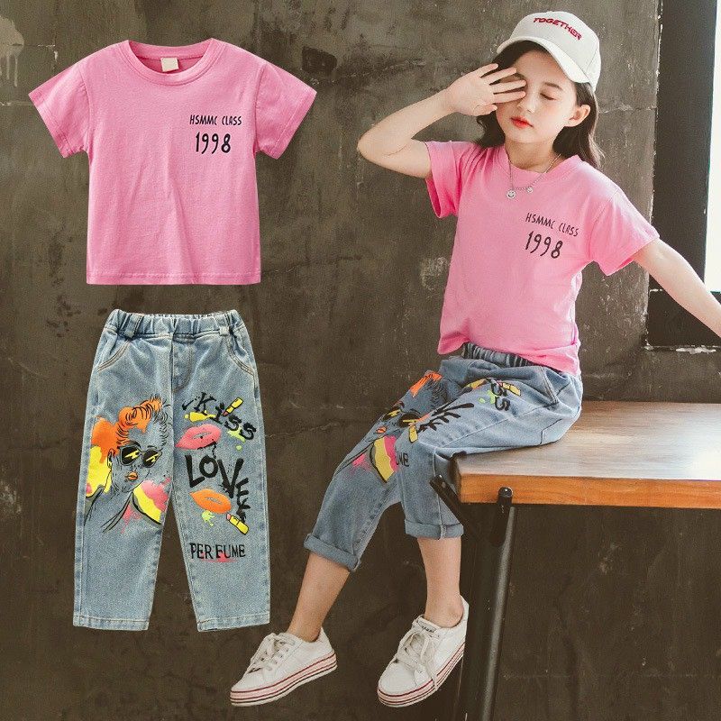 Set jean lửng bé gái 1998