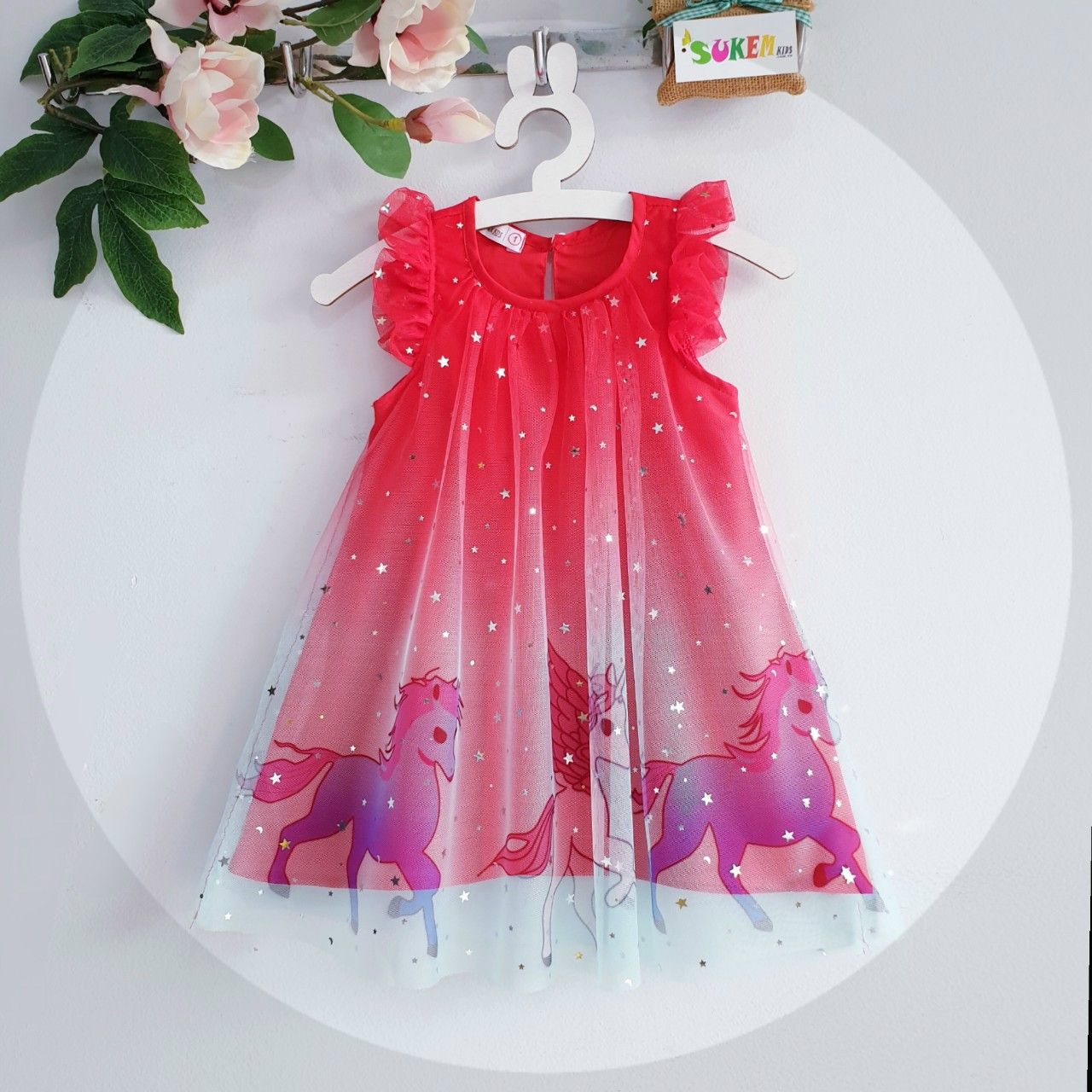 Đầm ngựa Pony phối ren bé gái