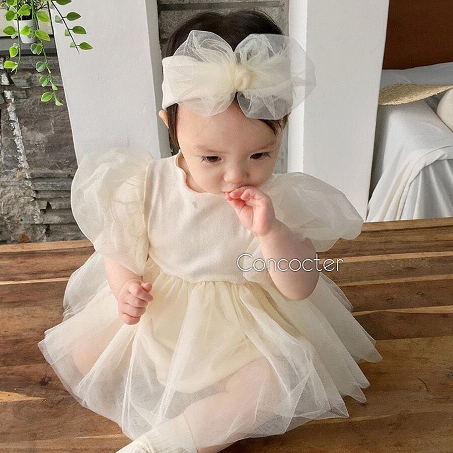Đầm công chúa voan kèm băng đô