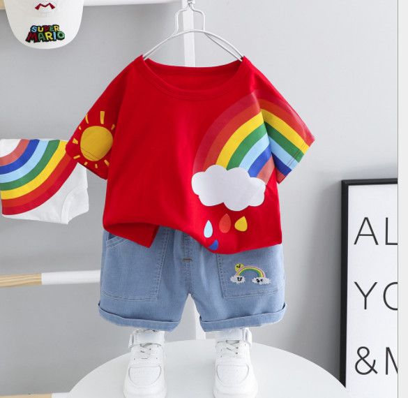 Bộ jean cầu vồng bé trai