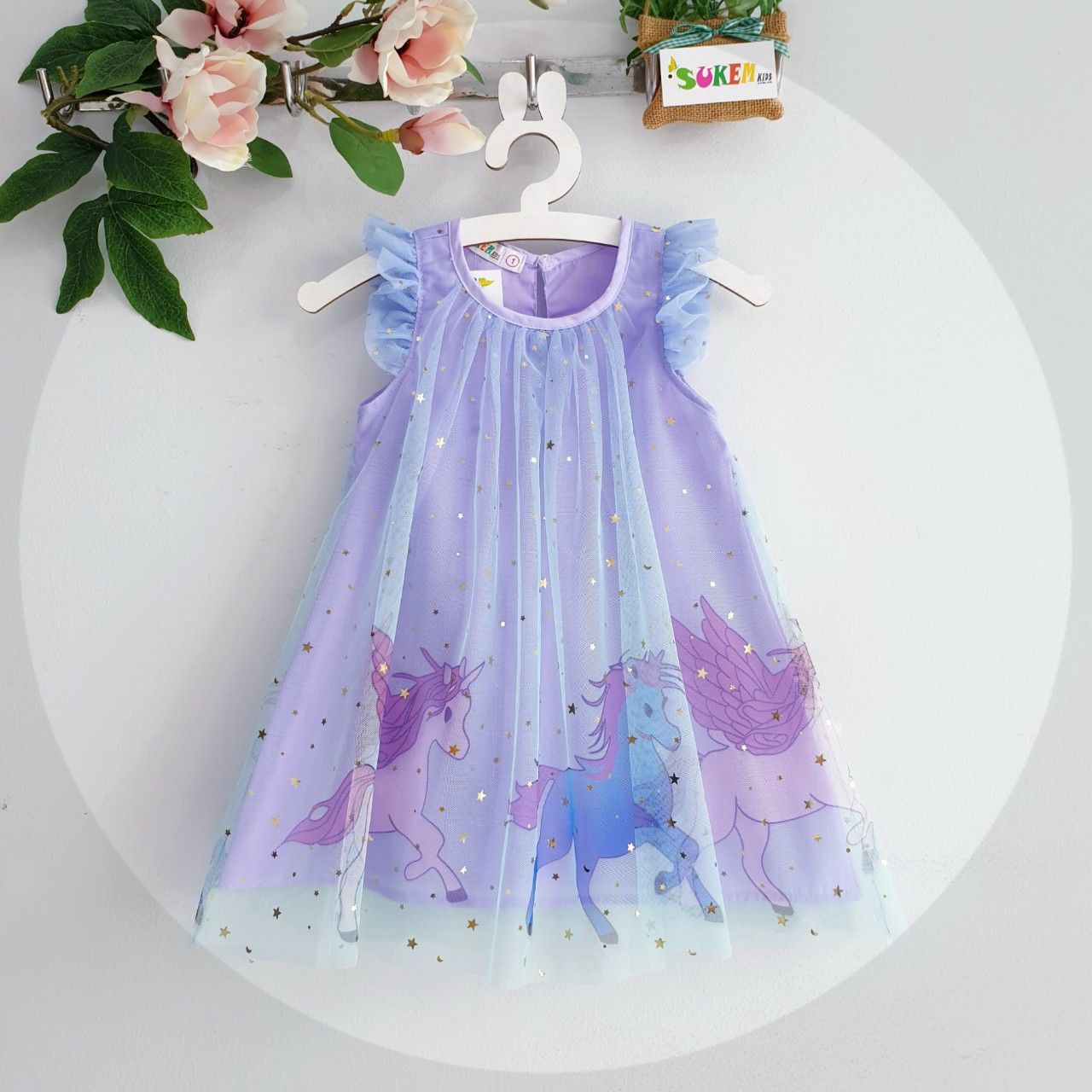 Đầm ngựa Pony phối ren bé gái