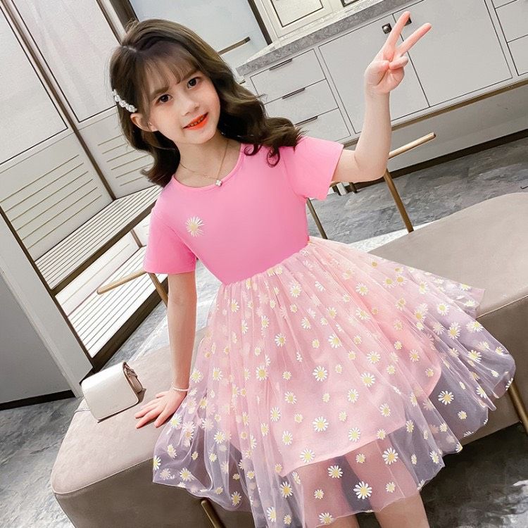 Đầm bông cúc bé gái