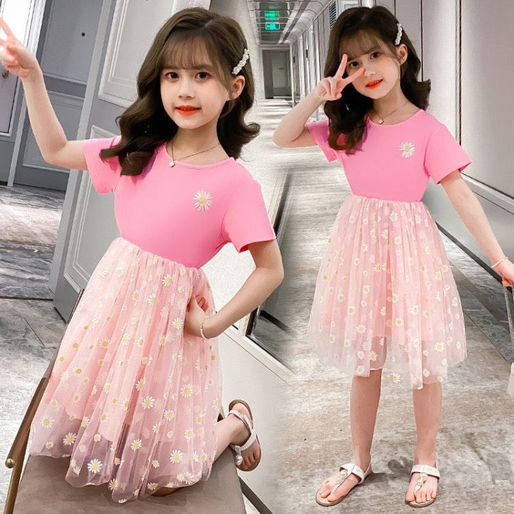 Đầm bông cúc bé gái