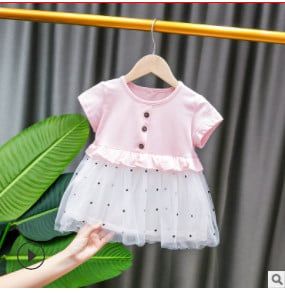 Đầm nút phối ren chấm bi