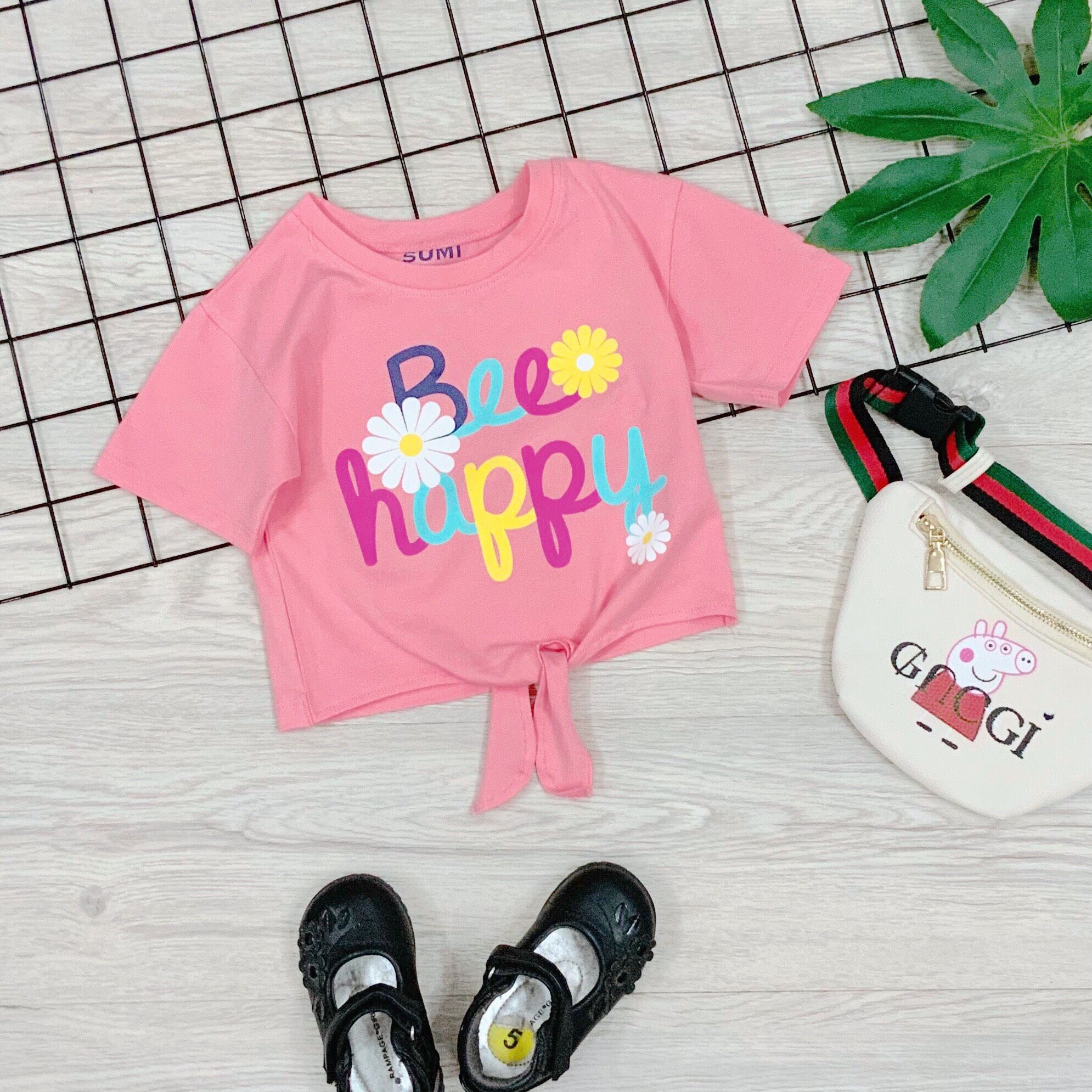 Áo thun croptop Bee Happy