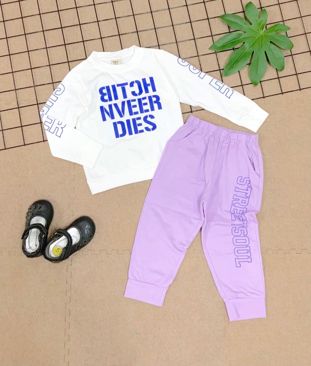 Bộ thun dài tay bé gái Super