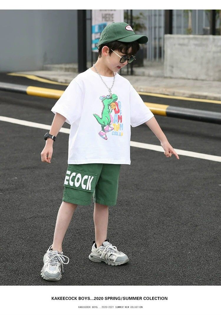 Bộ áo cá sấu quần kaki túi hộp bé trai