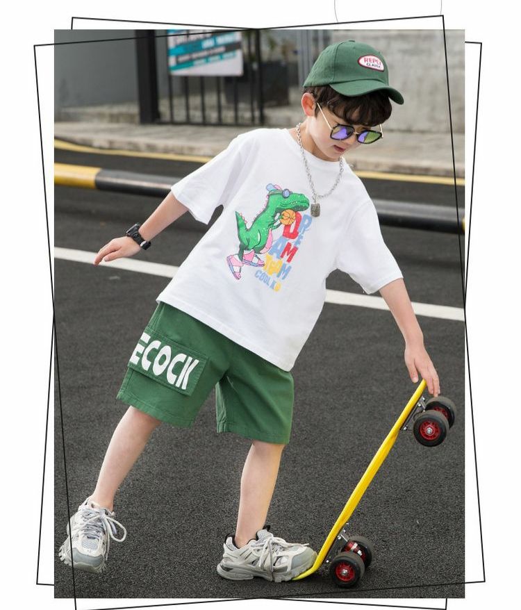 Bộ áo cá sấu quần kaki túi hộp bé trai