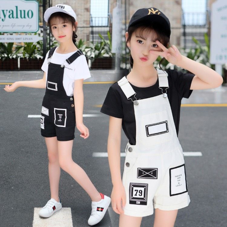 Set yếm short kaki bé gái