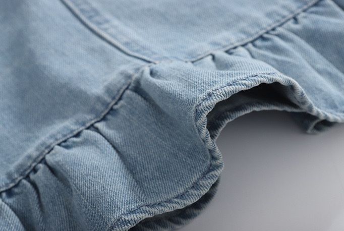 Set yếm jean đuôi cá bé gái