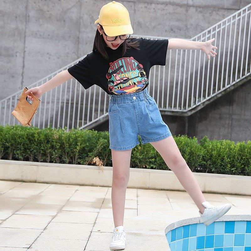 Set jean short bé gái