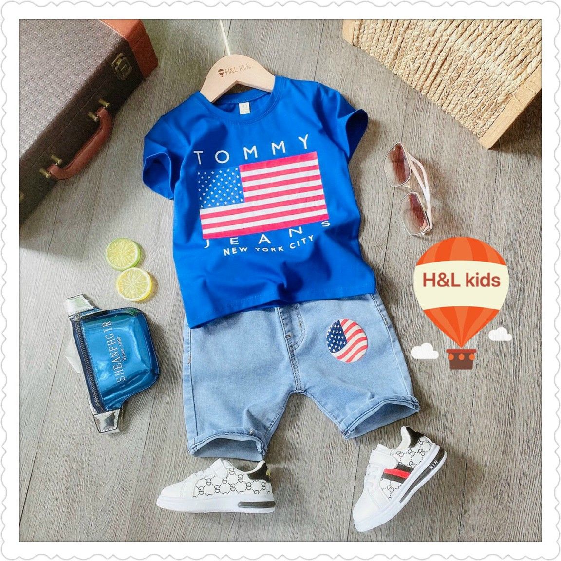 Set jean lửng Tommy bé trai