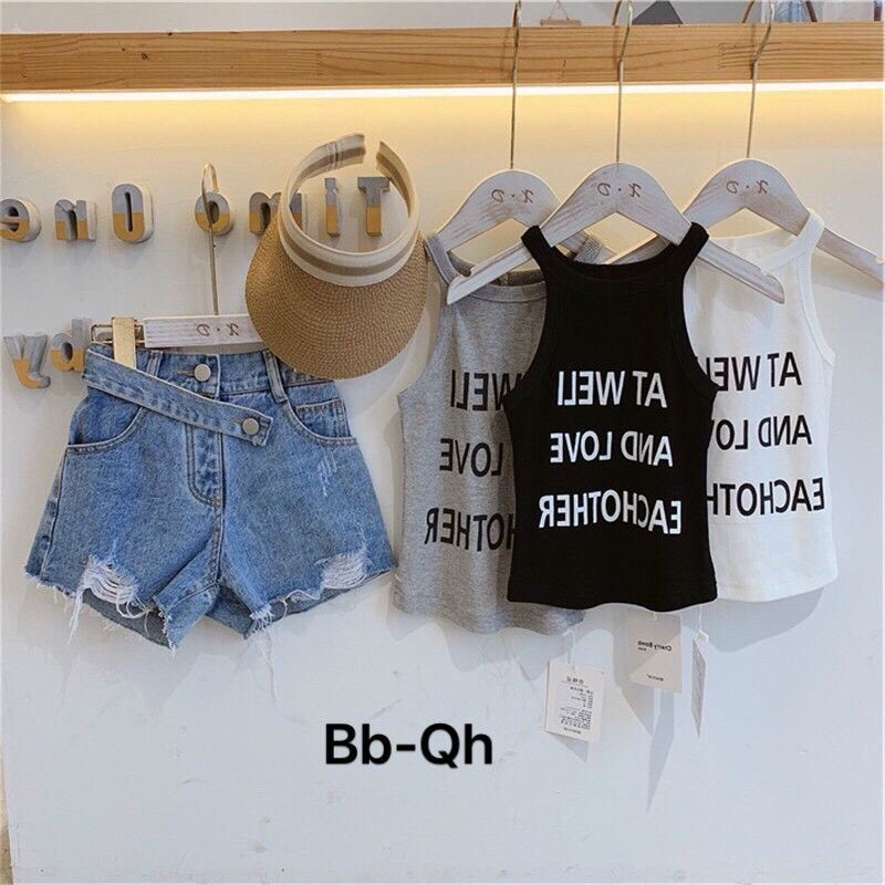 Quần short jean rách bé gái