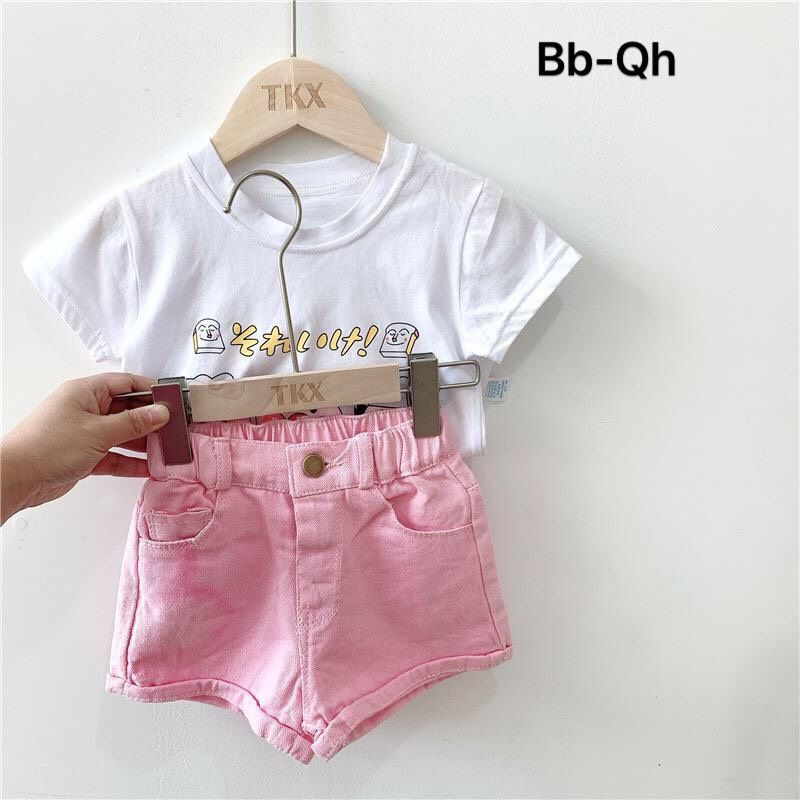 Quần short jean hồng bé gái