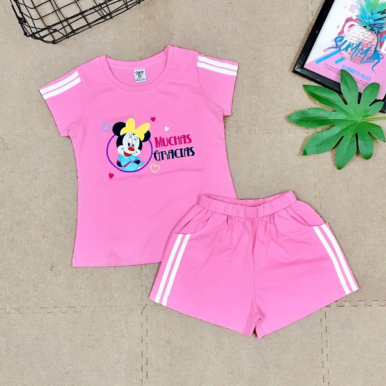 Bộ thun short Mickey bé gái từ 9-15 tuổi