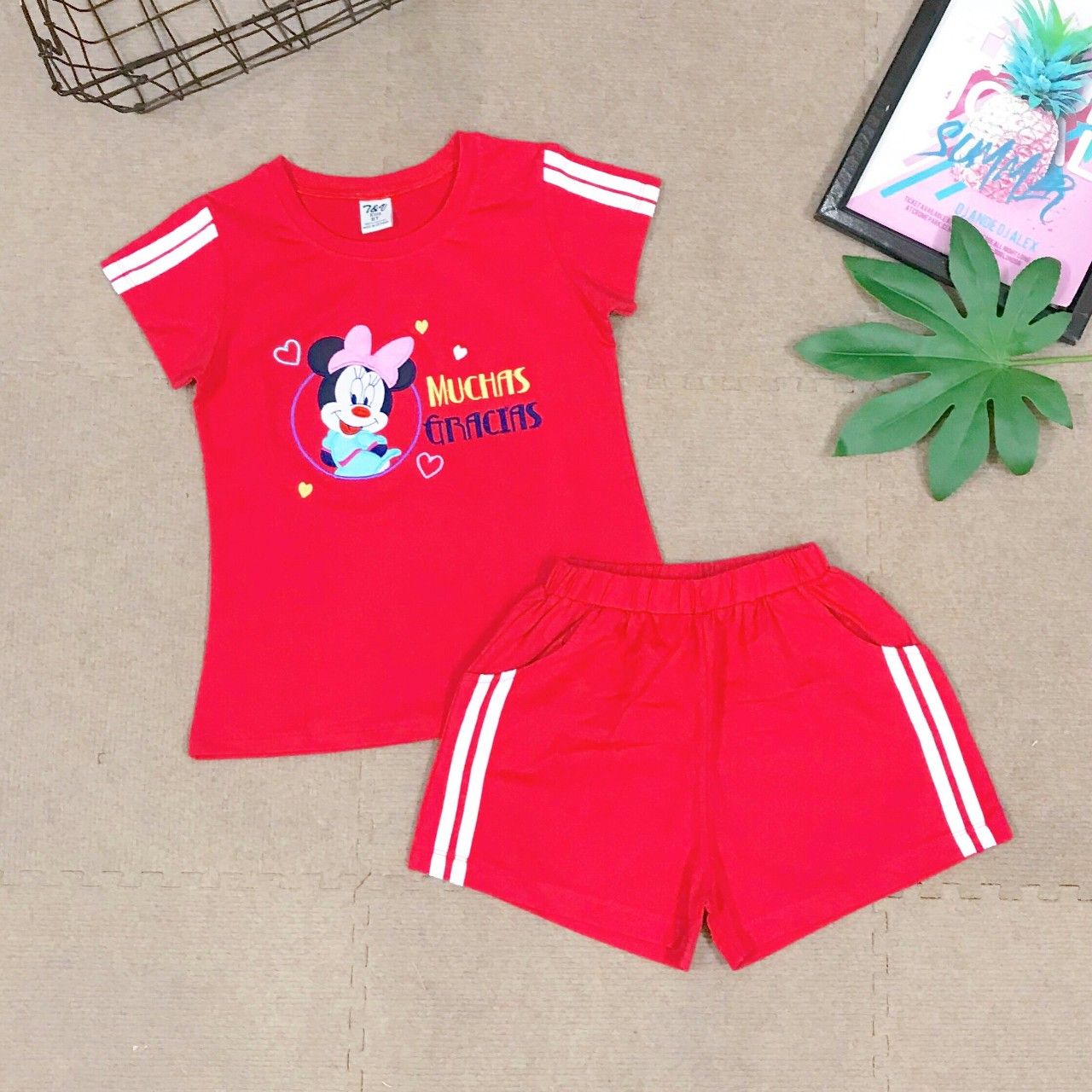 Bộ thun short Mickey bé gái từ 9-15 tuổi