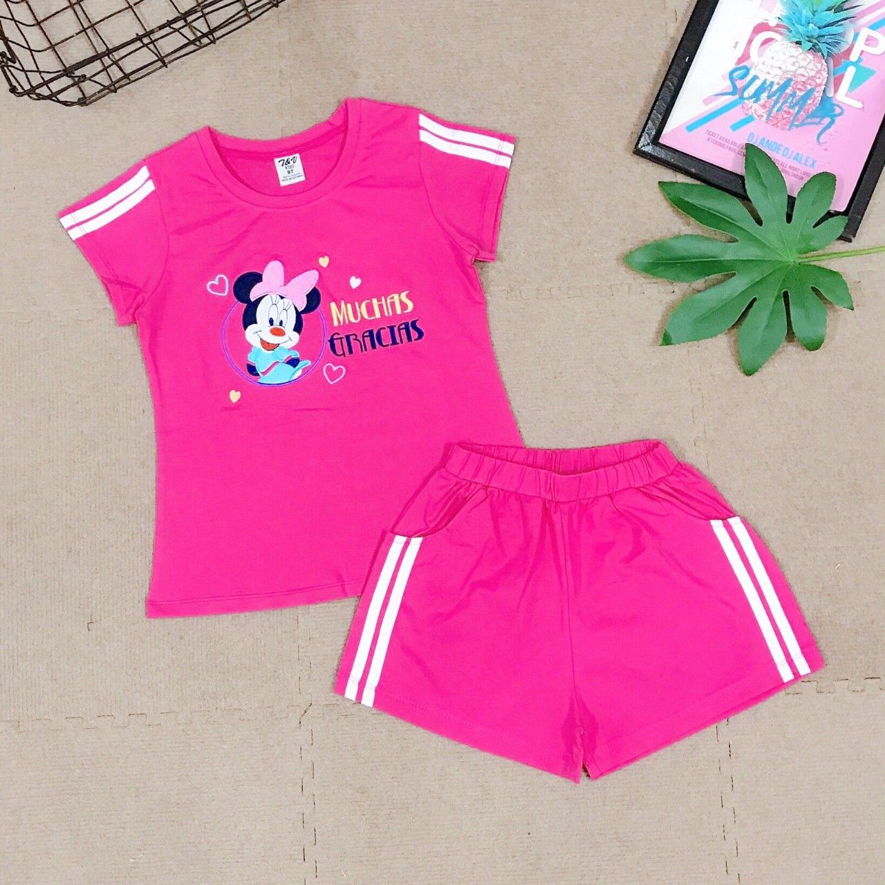Bộ thun short Mickey bé gái từ 9-15 tuổi