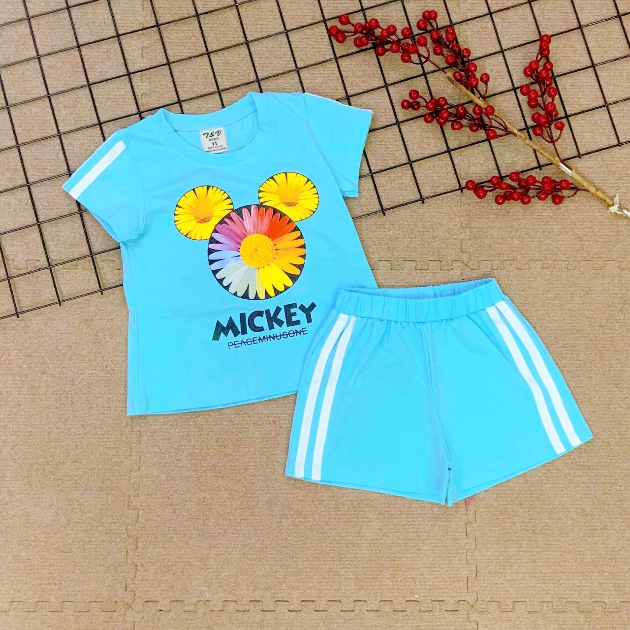 Bộ thun đùi Mickey bé gái