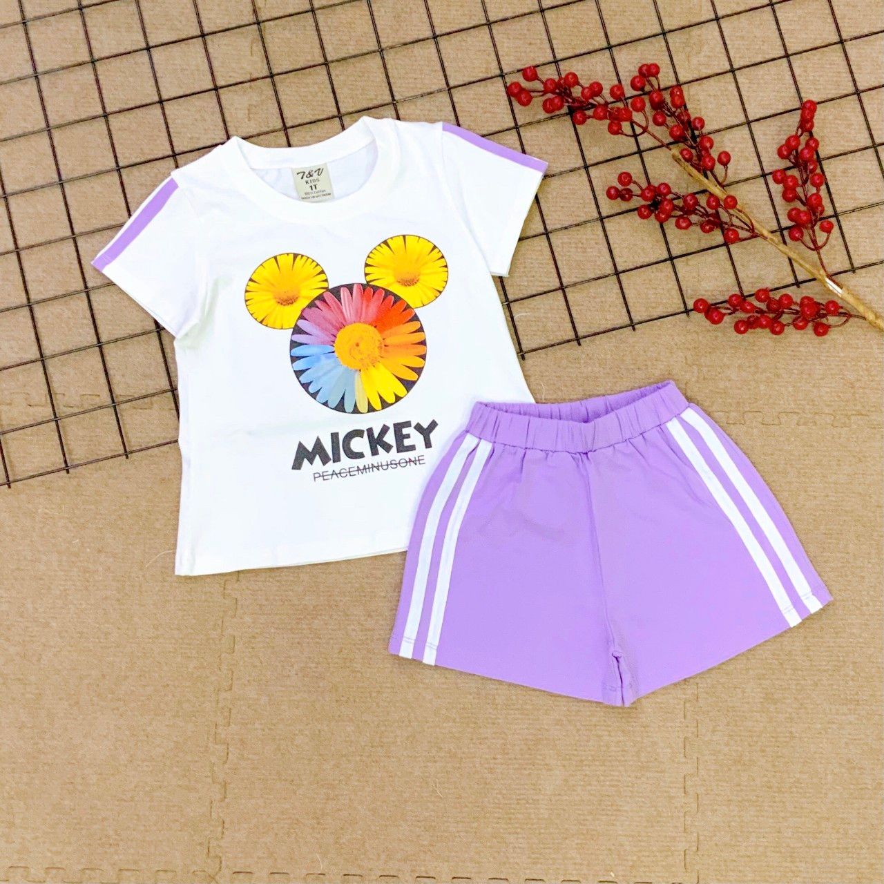 Bộ thun đùi Mickey bé gái