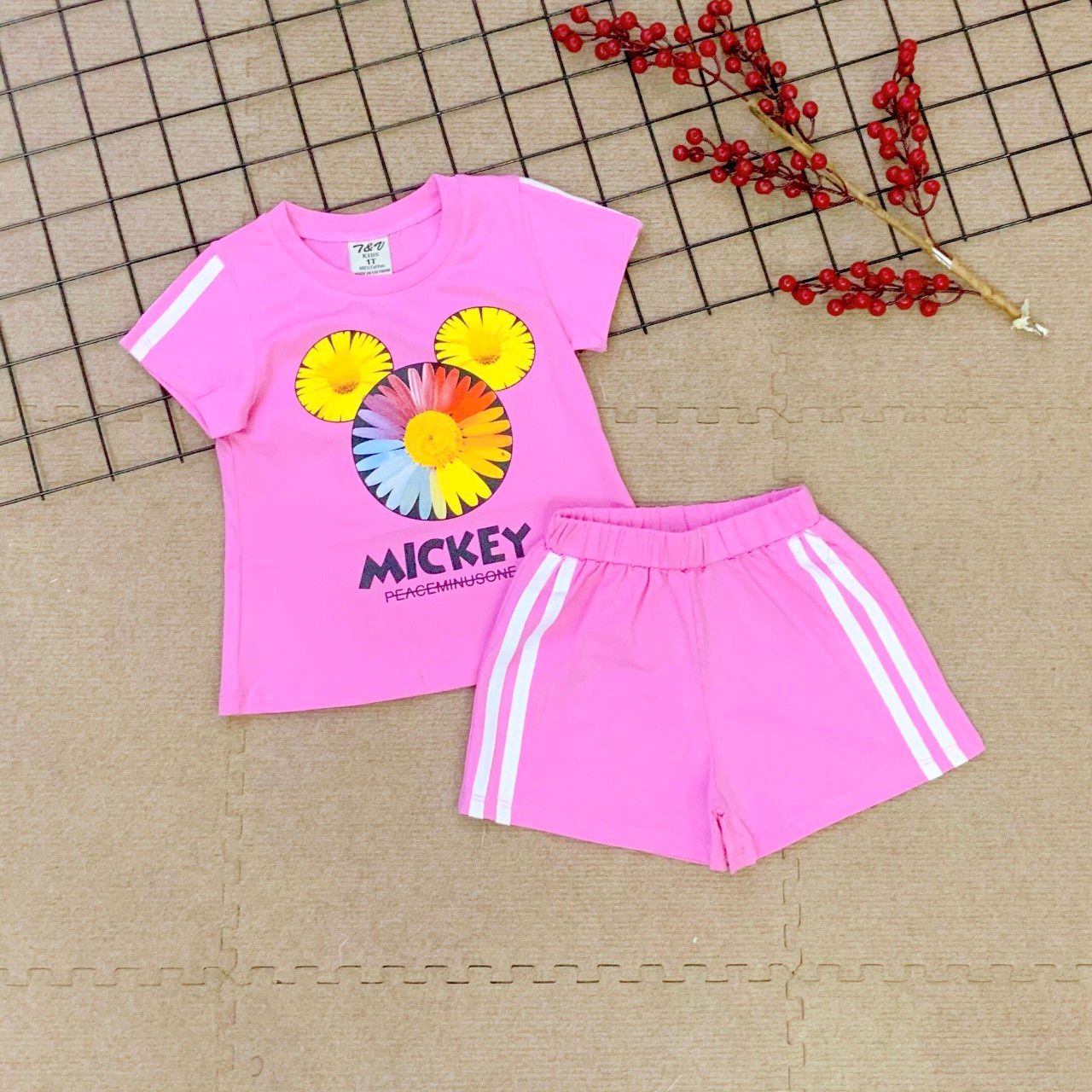 Bộ thun đùi Mickey bé gái
