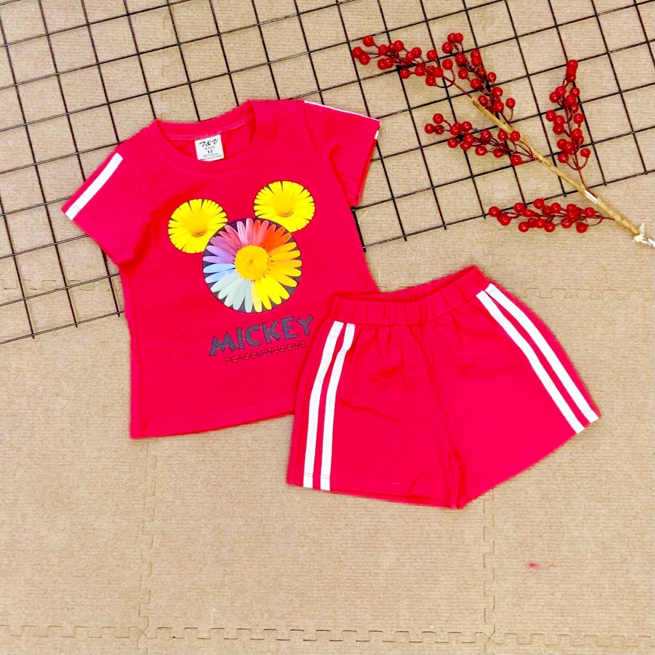 Bộ thun đùi Mickey bé gái
