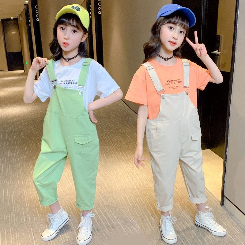 Set yếm kaki bé gái