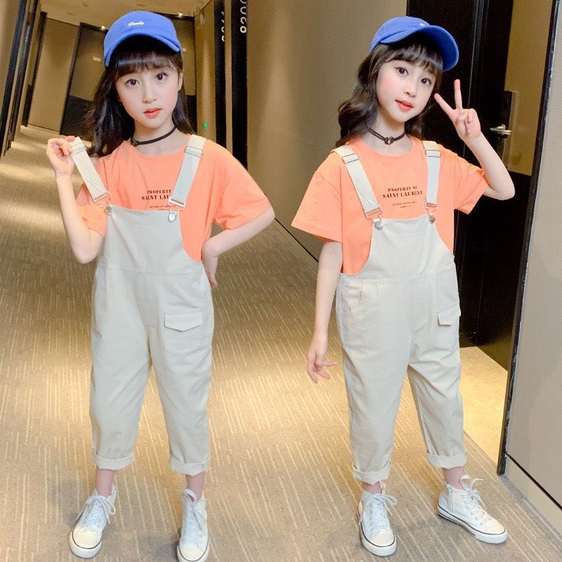 Set yếm kaki bé gái