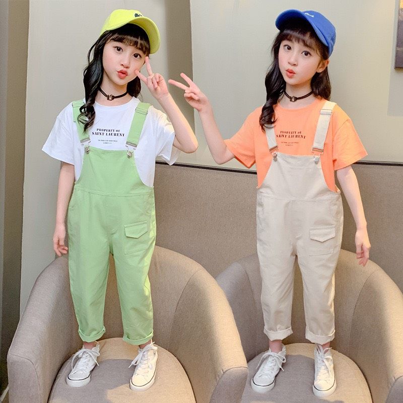 Set yếm kaki bé gái
