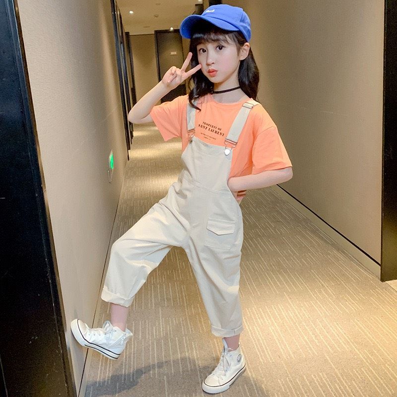 Set yếm kaki bé gái