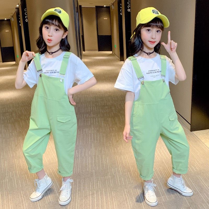 Set yếm kaki bé gái