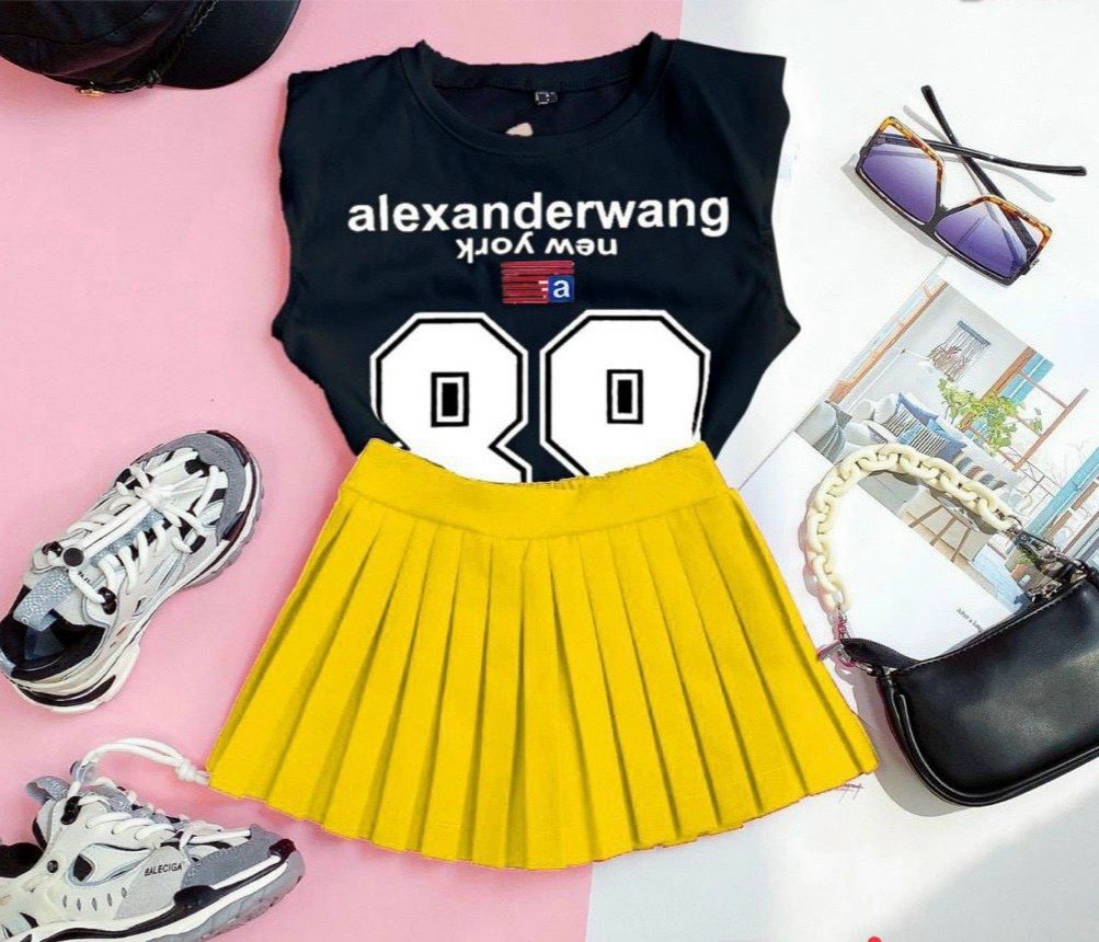 Set áo váy dập ly