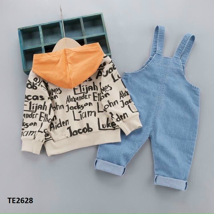 Set yếm jean áo tay dài bé trai