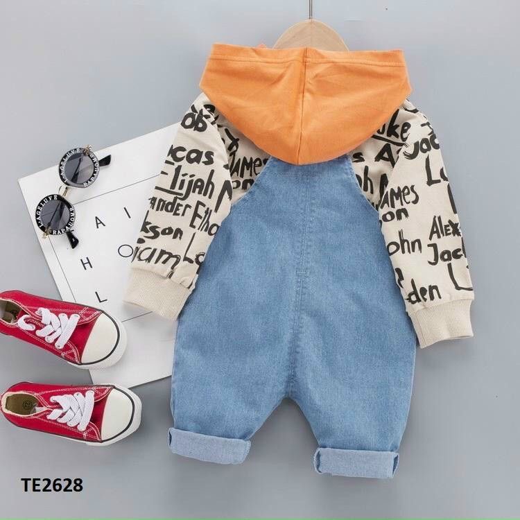 Set yếm jean áo tay dài bé trai