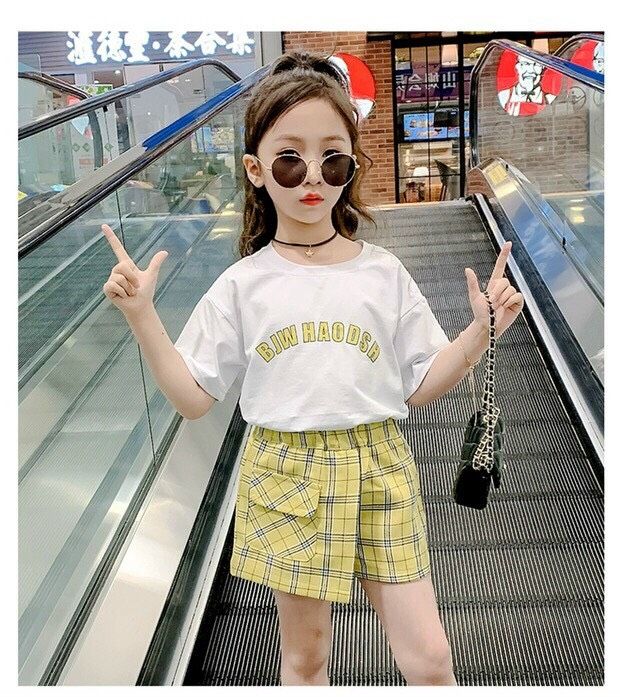 Set áo váy quần caro