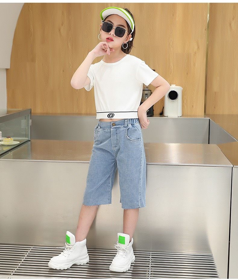 Set jean lửng áo croptop @