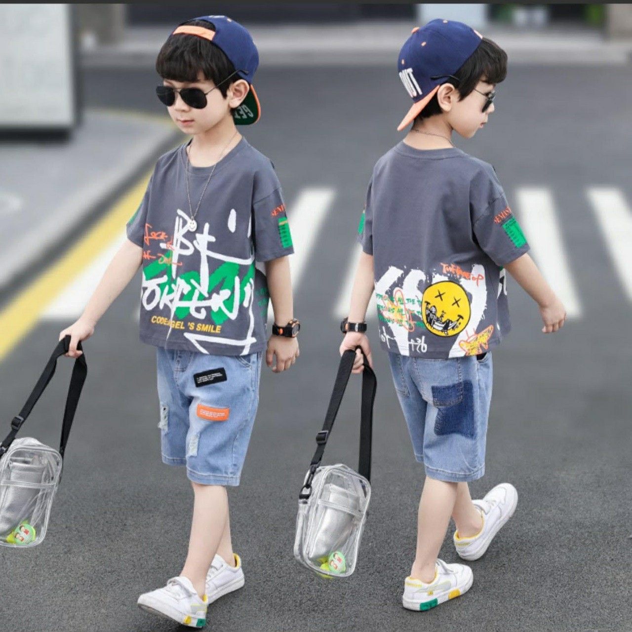Set jean họa tiết bé trai