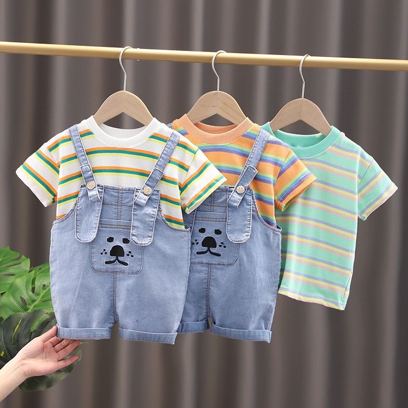 Set yếm jean gấu
