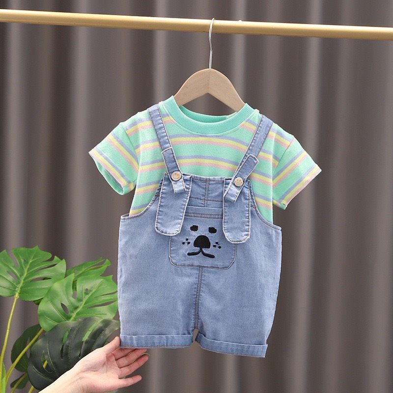 Set yếm jean gấu