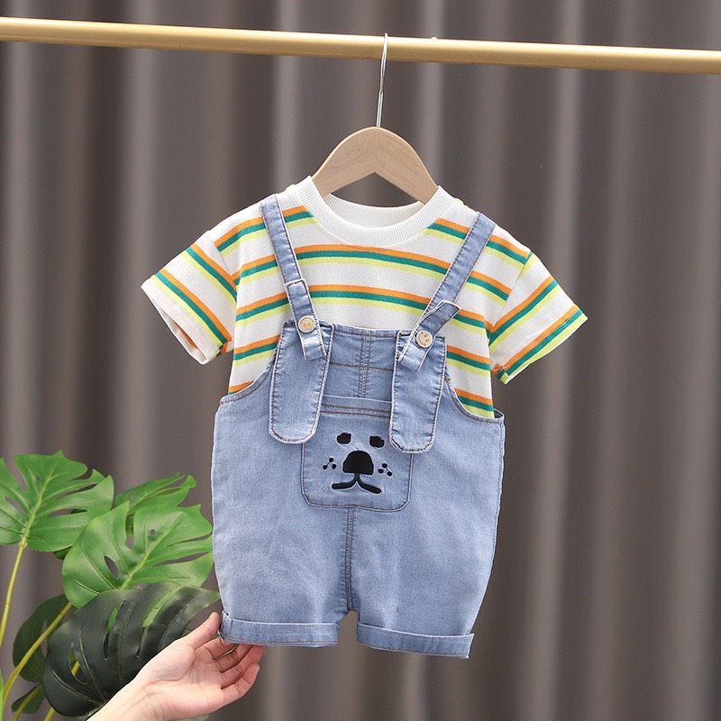 Set yếm jean gấu
