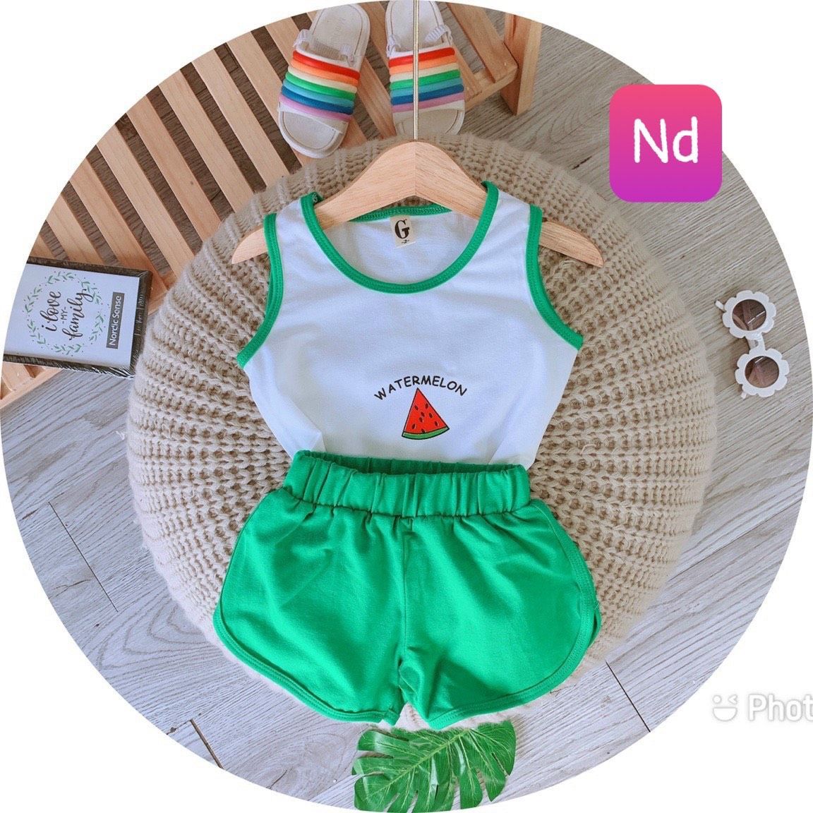 Bộ cotton đùi trái cây bé gái