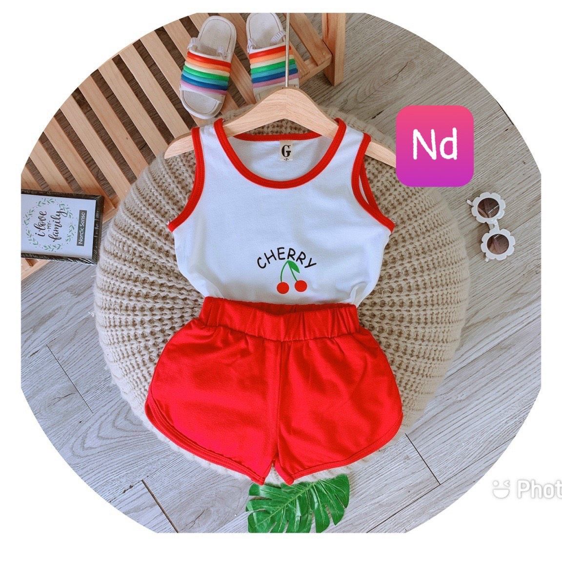 Bộ cotton đùi trái cây bé gái