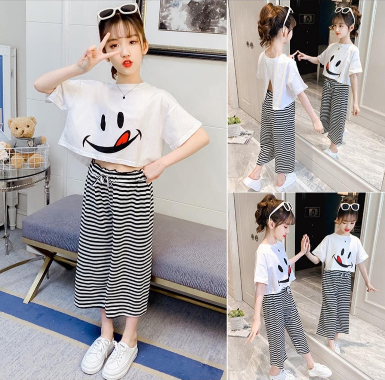 Set áo croptop mặt cười