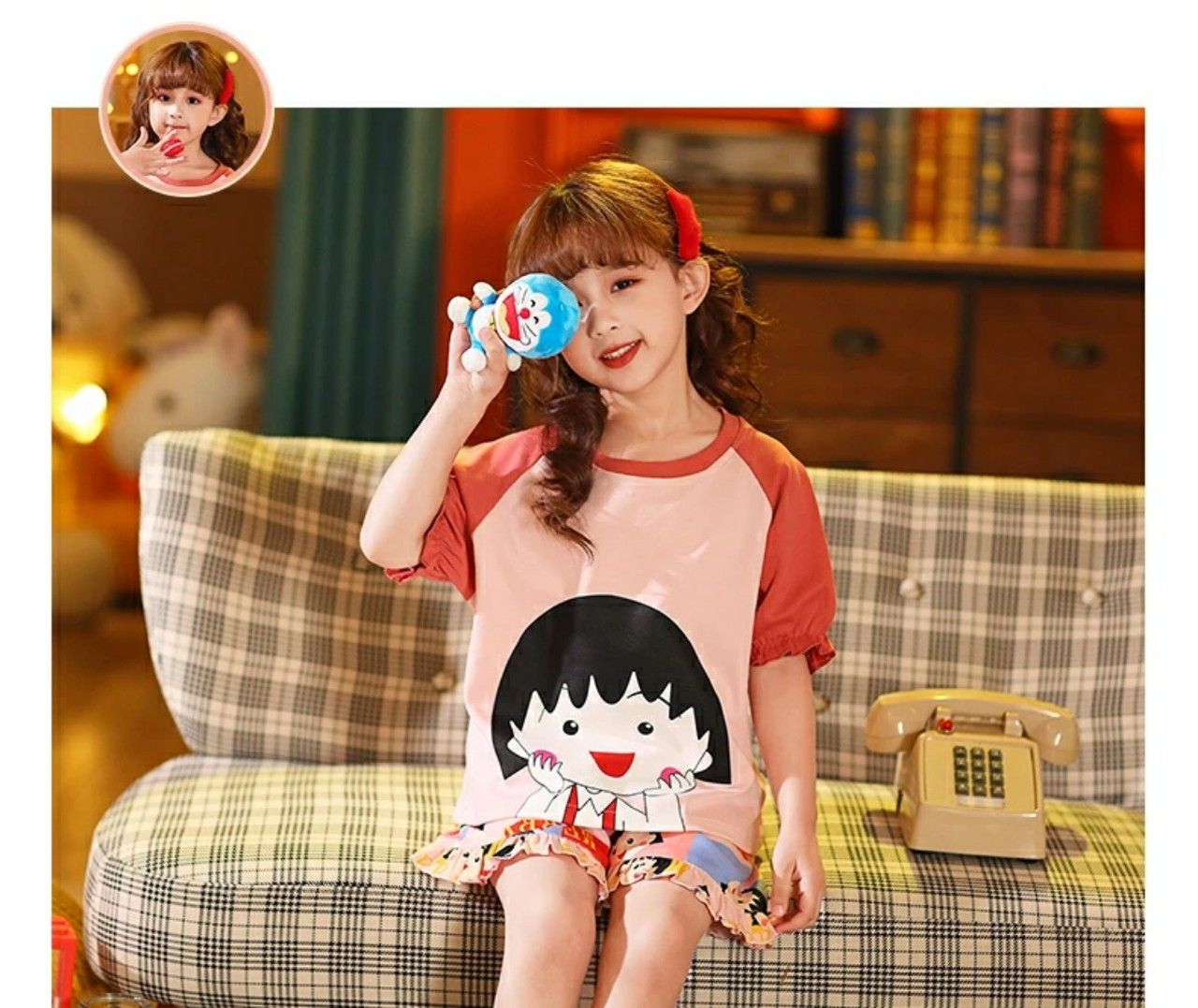 Bộ thun đùi họa tiết bé gái