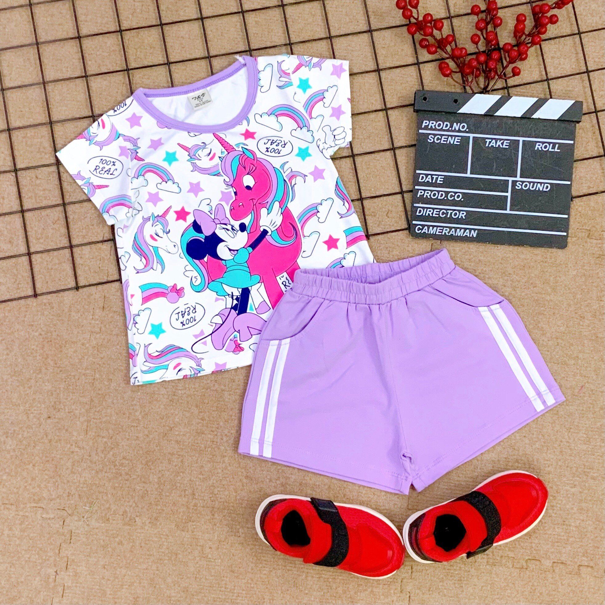 Bộ thun đùi Pony bé gái