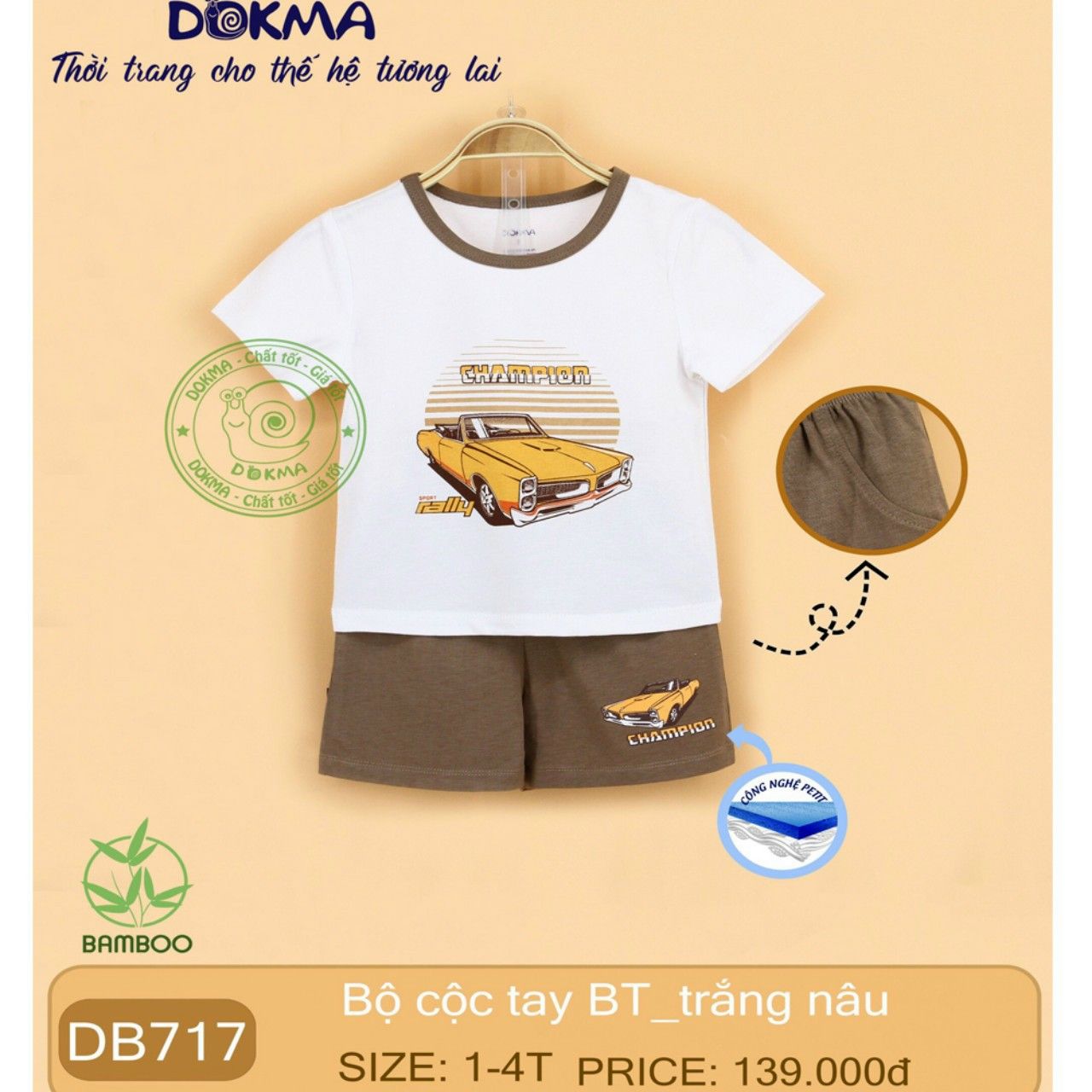 DB717 - Bộ cộc tay bé trai chiếc xe