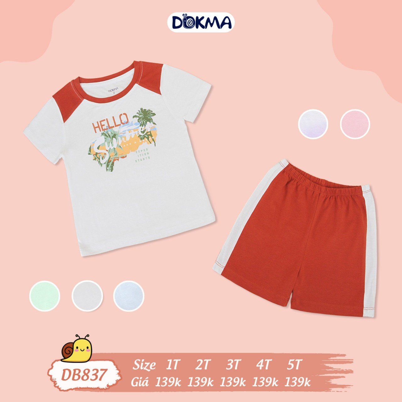 DB837 - Bộ thun đùi cho bé từ 1-5 tuổi