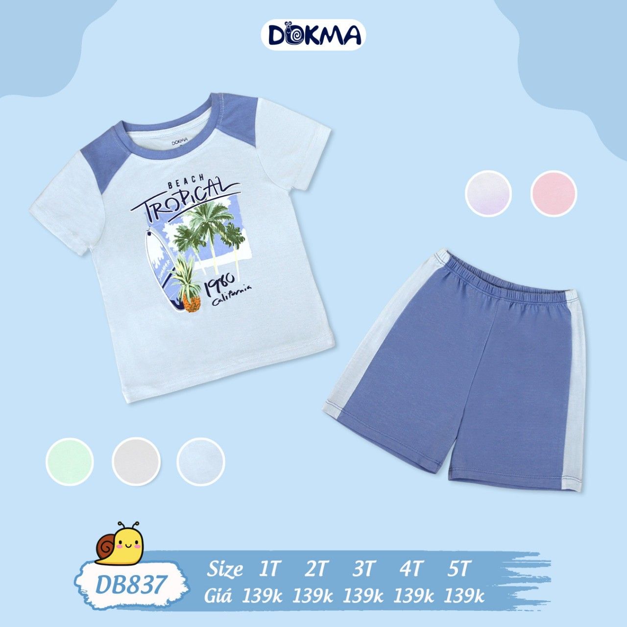 DB837 - Bộ thun đùi cho bé từ 1-5 tuổi