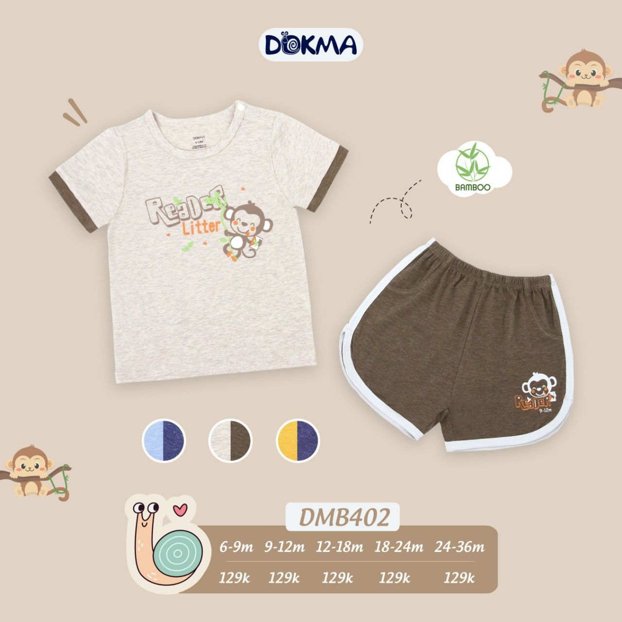 DMB402 - Bộ cộc tay bé 9-36M