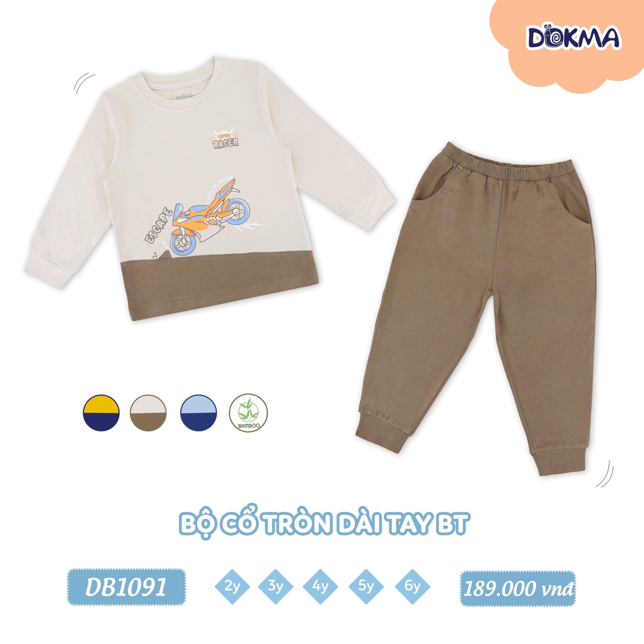 DB1091 - Bộ thun dài tay bé 2-6 tuổi