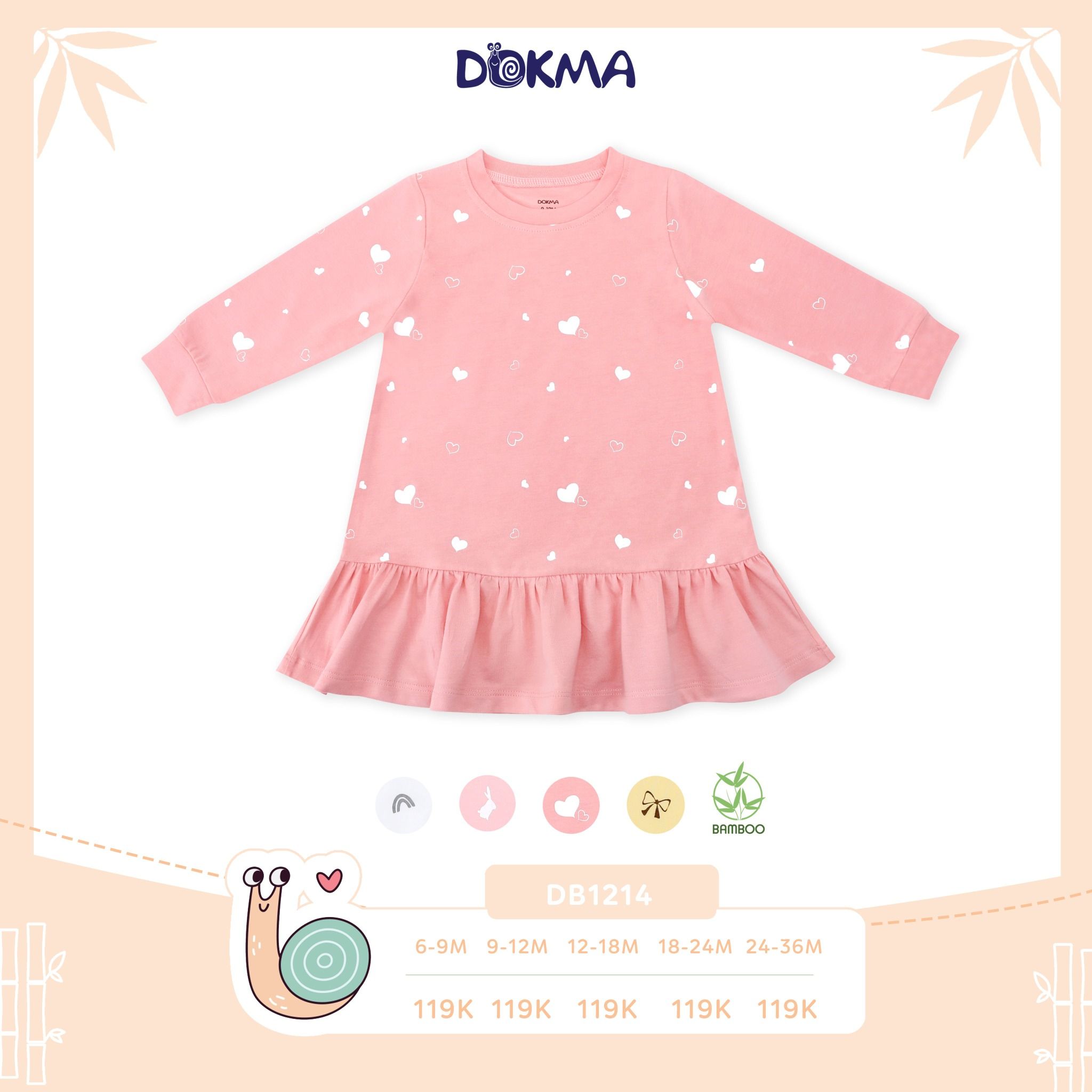 DB1214 - Đầm đuôi cá dài tay cho bé từ 9-36M
